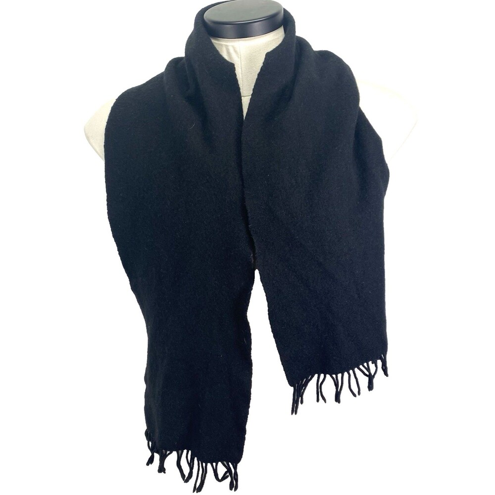 Royal Speyside Cashmere Scarf Black with Black Fringe Scotland Vintage